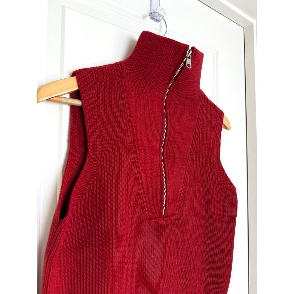 NWT Varley Amina Half-Zip Ribbed Sleeveless Knit Sweater Lava Falls Red Small - Picture 4 of 9